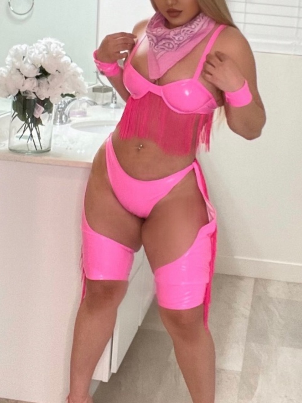 Hot Pink Fringe Festival/Rave Costume Set M/L